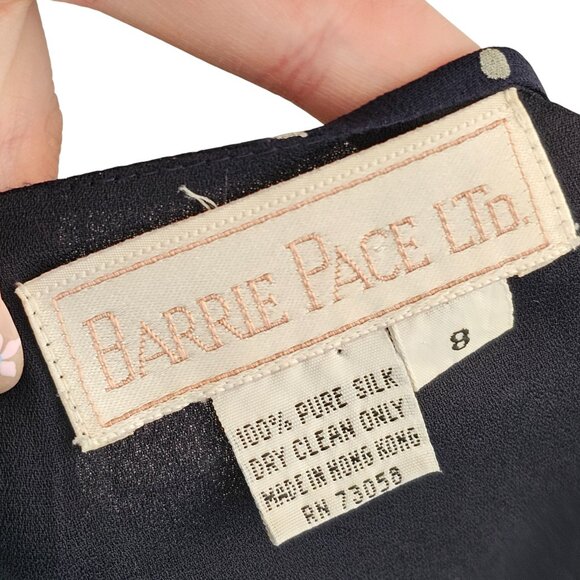 Barrie Paige LTD Vinatge 100% Silk Polka Dot Shoulder Pad Blouse Sz 8 - Picture 7 of 8